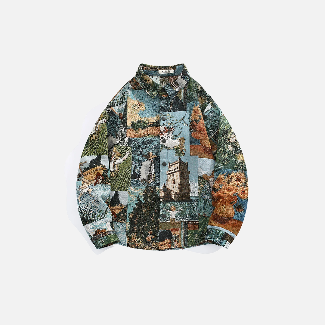 Chemise tissée style graffiti rétro