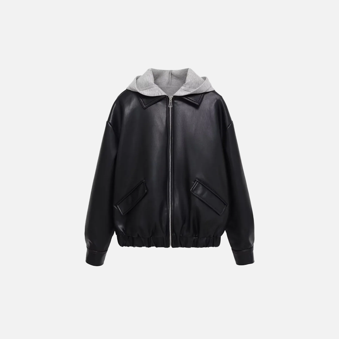 Essential Streetwear Patchwork Leather Effect Jacket