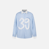 Chemise élégante à manches longues rayée brodée
