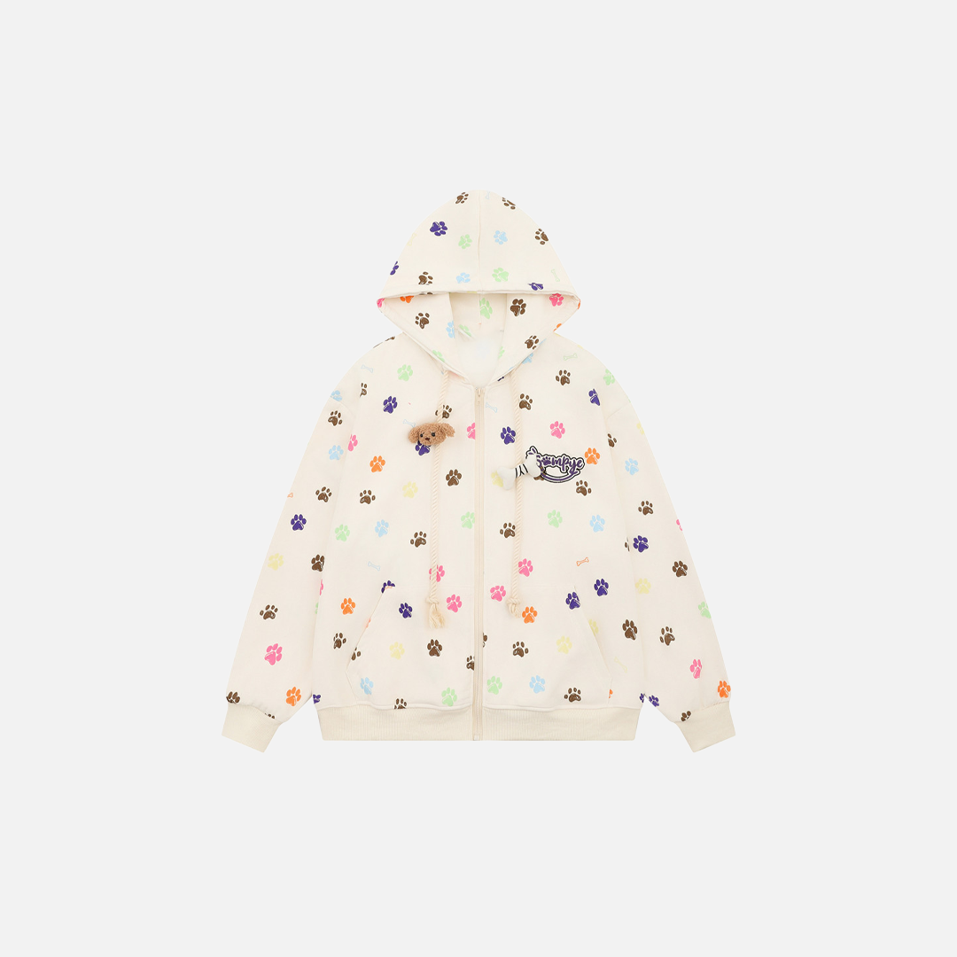 Y2K Women Cool Bear Paw Print Hooded Sweatshirt