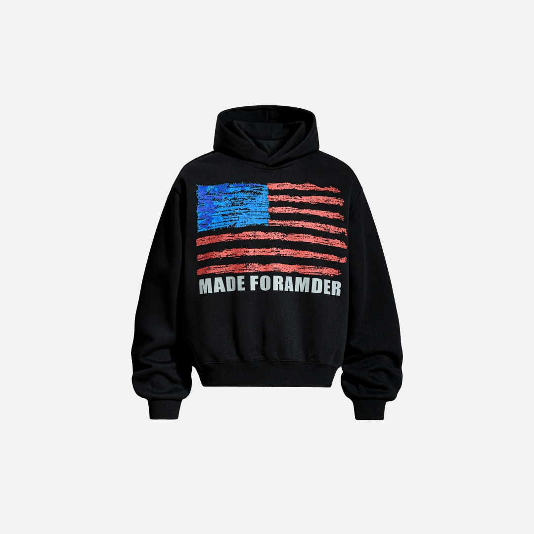 Spring Retro American Stripe Printed Hoodie
