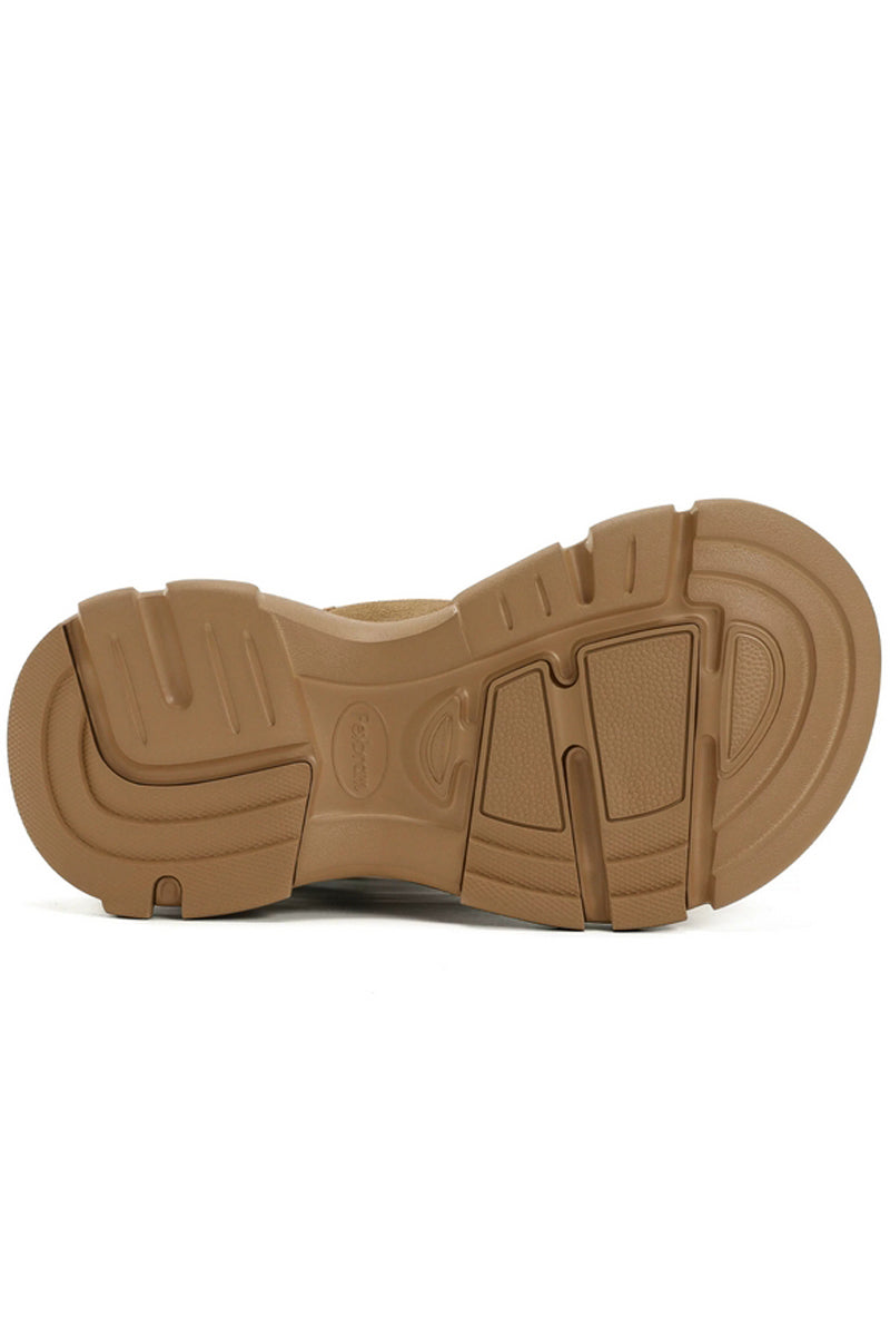 Tan Suede Winter Boot with White Faux Fur Trim