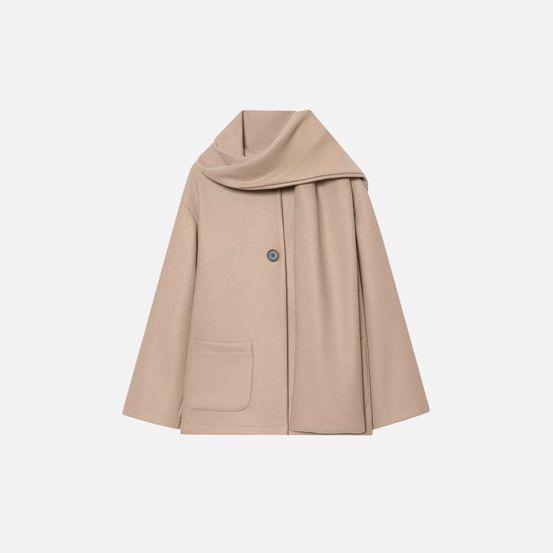 Stylish Warm Flexible Blend with-scarf Jacket