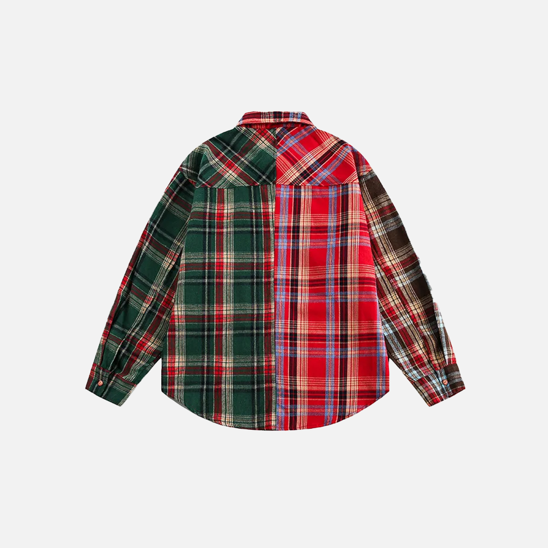 Chemise à carreaux respirante style hip-hop avec poches, manches longues