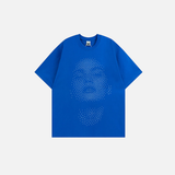 Streetwear-T-Shirt aus Baumwolle mit auffälligem Hip-Hop-Print und auffälligem Grafikmuster – Sommer