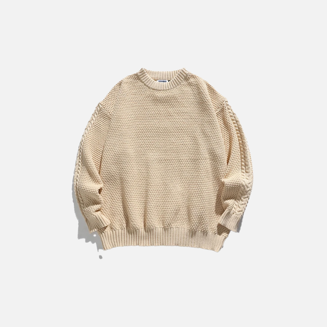 Gemütlicher, einfarbiger Vintage-Pullover mit lockerem Strickmuster