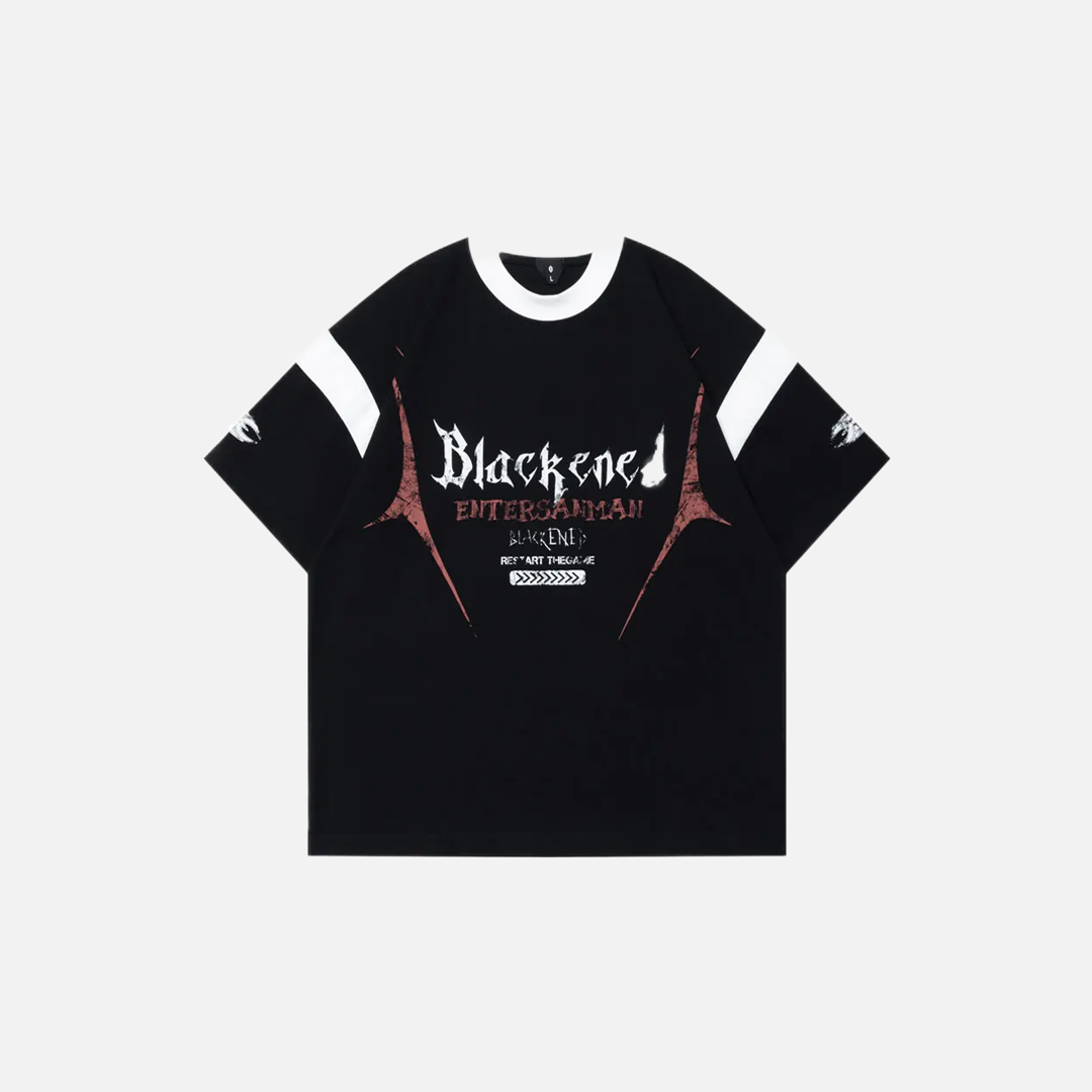Warm Graphic Printed V-Neck Cotton Racing T-Shirt