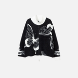 Plush Butterfly Graphic Cool Knitwear Cardigan