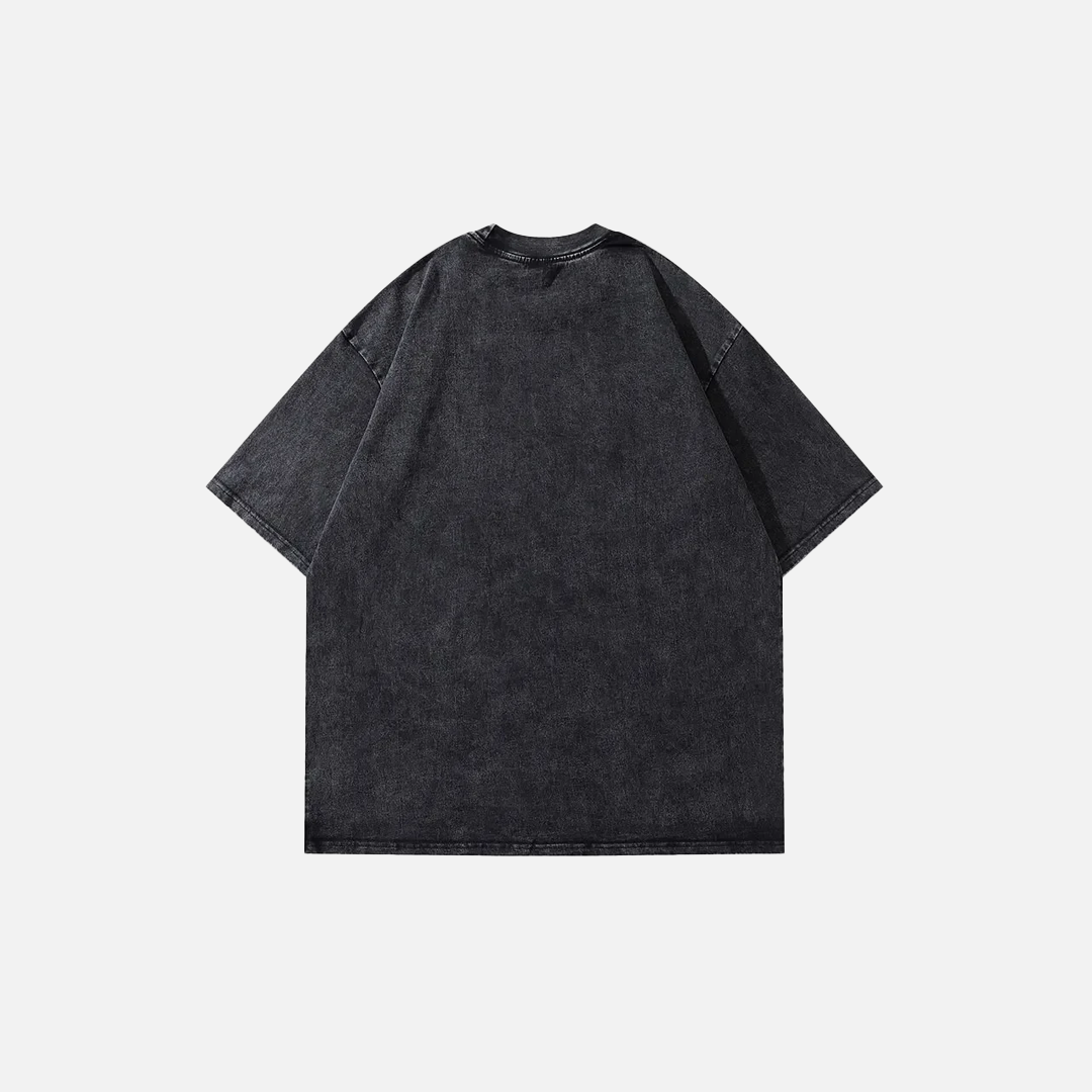 Y2K Black Washed Doberman Graphic Print T-Shirt