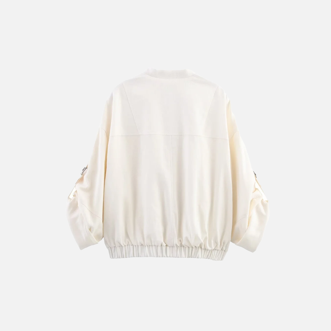 Insulated Linen Blend Zipper Windbreaker Jacket