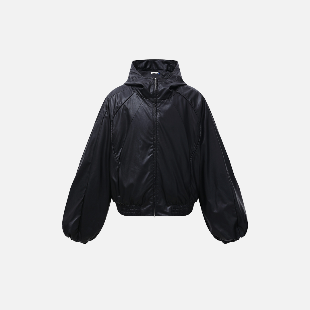 Streetwear Stylish Faux Hooded Puffer Leather Jacket