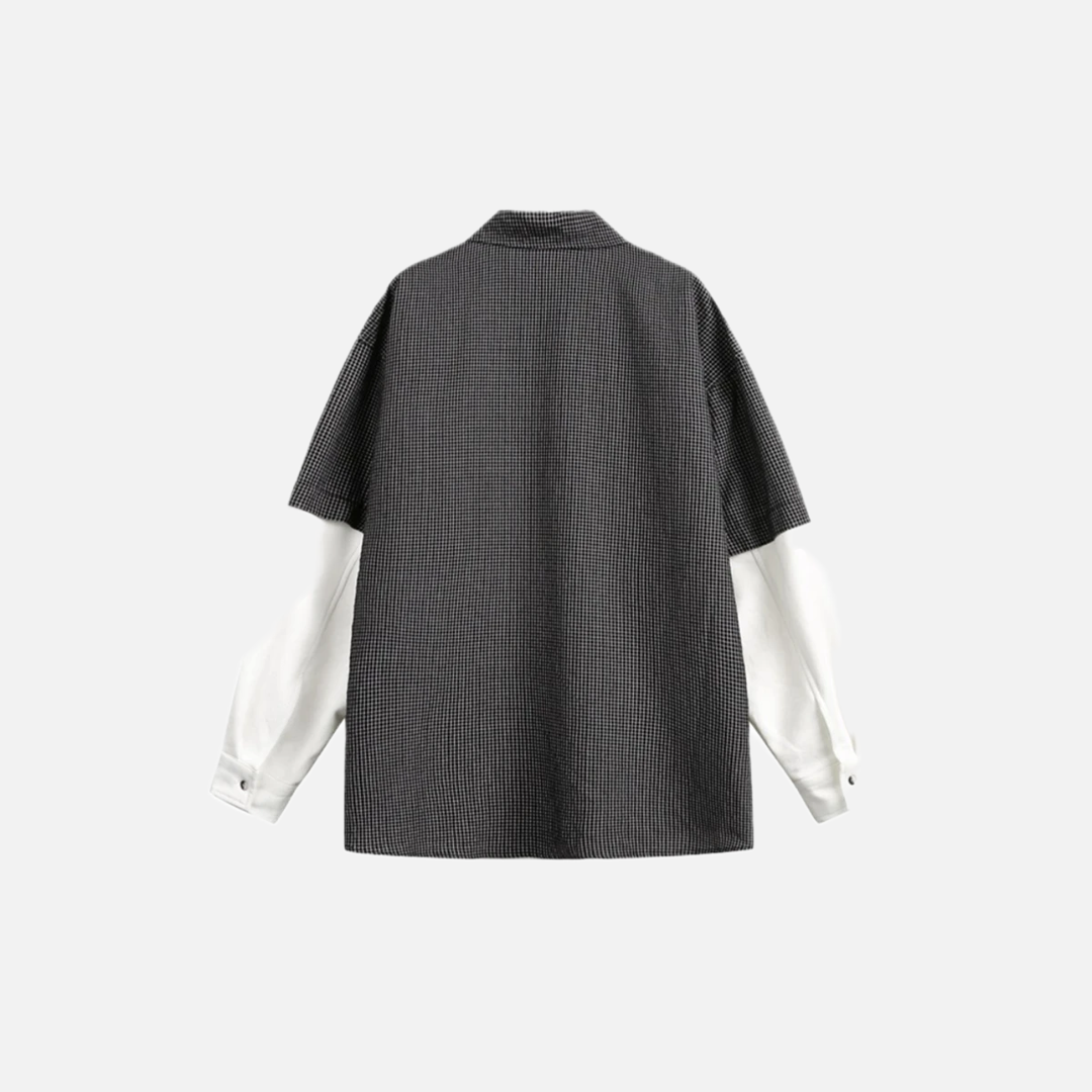 Y2K Oversize-Fake-Zweiteiler-Karo-Langarmhemd