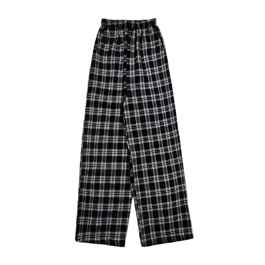 Black Plaid Oversized Sweatpants