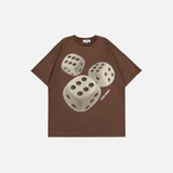 Y2K Distressed Dice Print Casual Short Sleeve T-Shirt