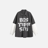 Y2K Oversize-Fake-Zweiteiler-Karo-Langarmhemd