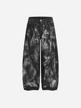 Robuste Punk-Jeans mit Tintenklecks-Bemalung