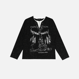 Dunkles Gothic-Punk-Fake-Zweiteiler-Langarmshirt