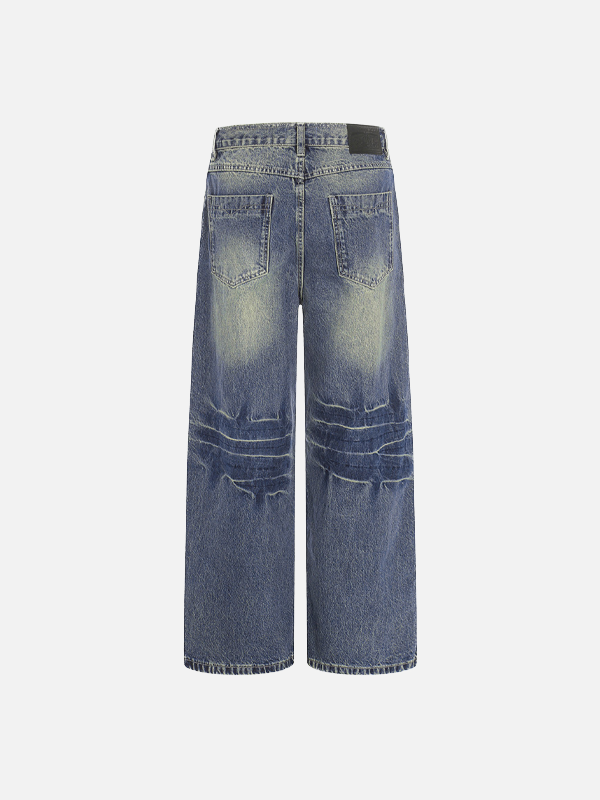 Trendy Brand Wash Denim Wide Leg Denim Jeans