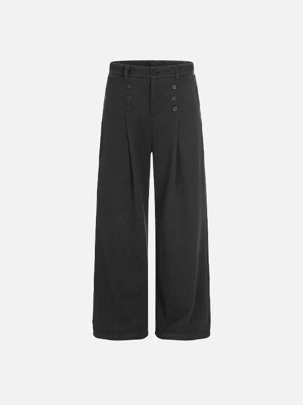 Stylish Vibe Pleated Button Casual Pants