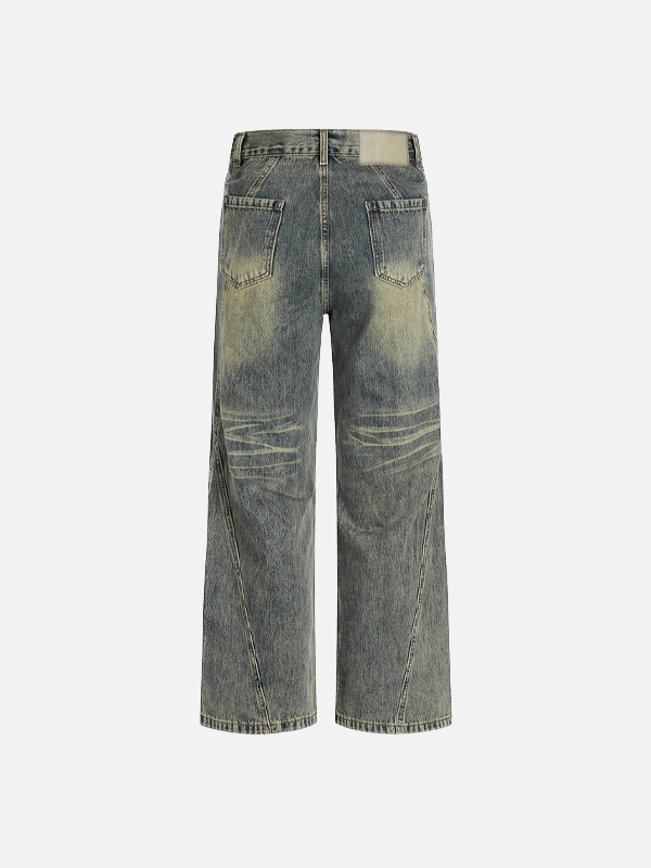 Modische, gewaschene Jeans mit Used-Look und geradem Bein