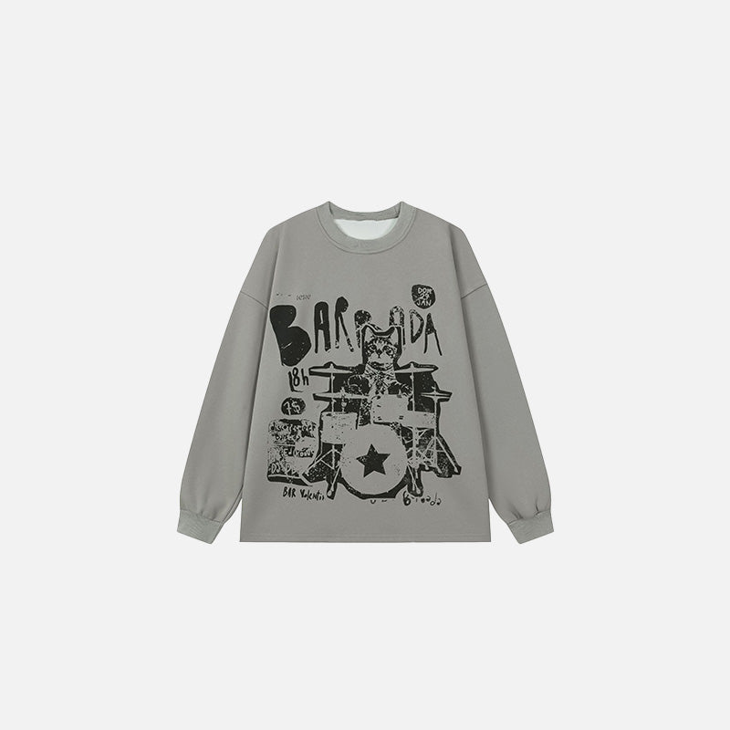 Rockstar Cat Drummer Sweatshirt