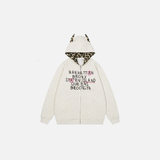 Streetwear Leopard Print Patchwork Kapuzenpullover