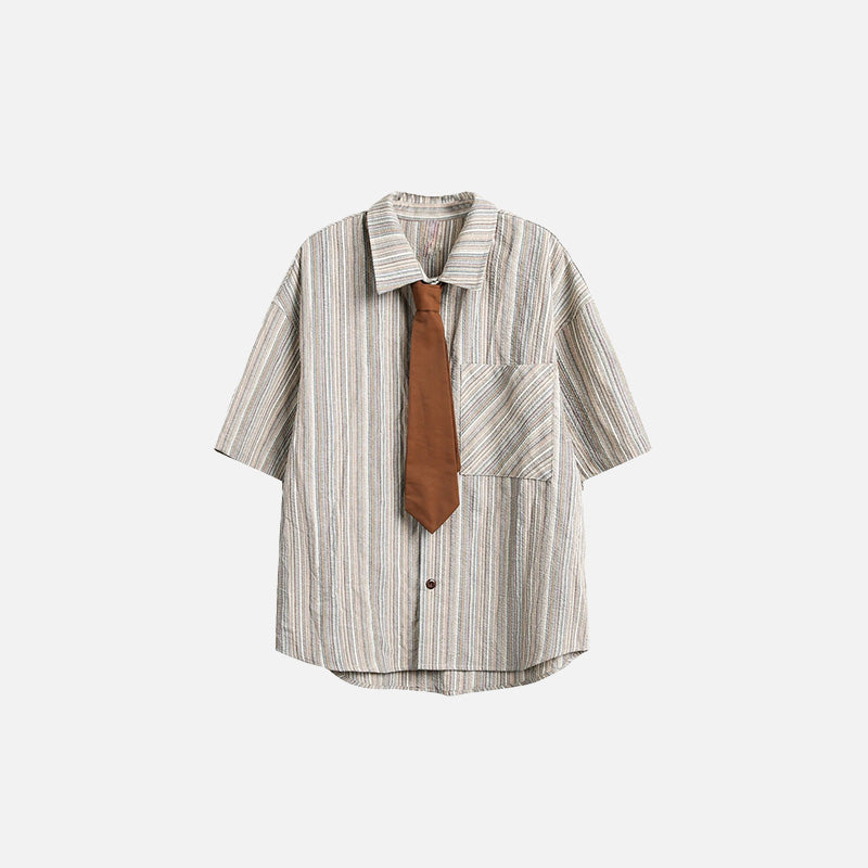 Chemise rayée à cravate pour femme
