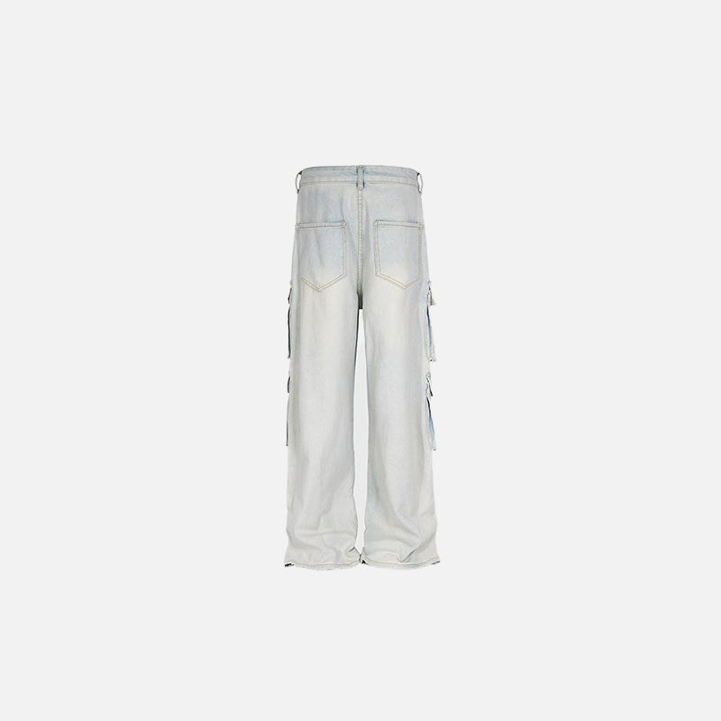Pantalon cargo bleu clair multipoches