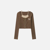 Damen-Strickjacke mit Schnürung und mehreren Lagen