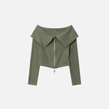 Damen-Retro-Strickjacke mit Reißverschluss