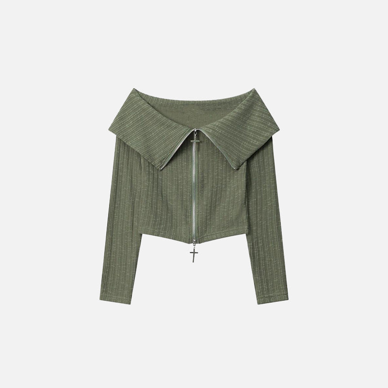Damen-Retro-Strickjacke mit Reißverschluss