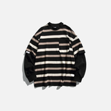 High-Quality Striped Oversized Fake Two Pieces Sweatshirt