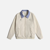 Aviation Colorblock Checkered Collar Baseball Jacket