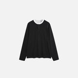 Klassisches Henley-T-Shirt mit Rundhalsausschnitt