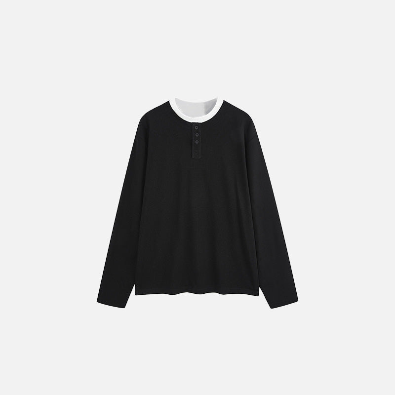 Klassisches Henley-T-Shirt mit Rundhalsausschnitt