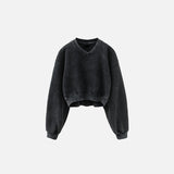 Sweat-shirt court en polaire pour femme