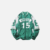 Veste universitaire verte rétro à double manche