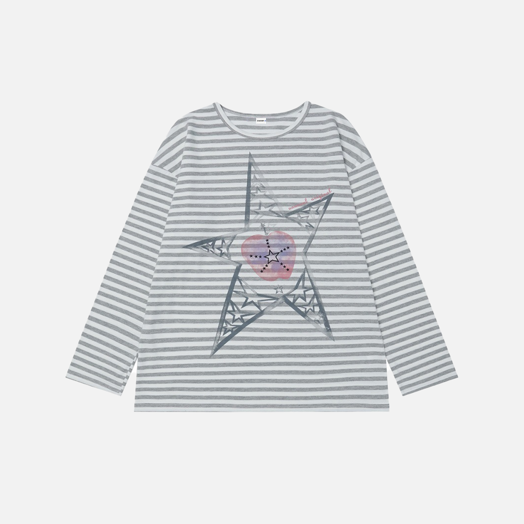 Striped Long Sleeve Hip-Hop Casual T-Shirt