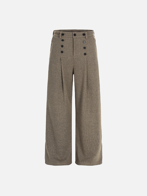 Stylish Vibe Pleated Button Casual Pants