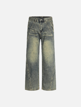 Modische, gewaschene Jeans mit Used-Look und geradem Bein