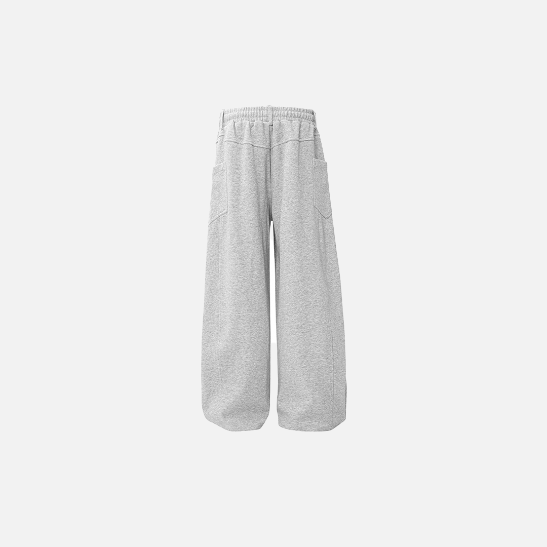 Flattering Patchwork Vintage Gray Wide Leg Jogger