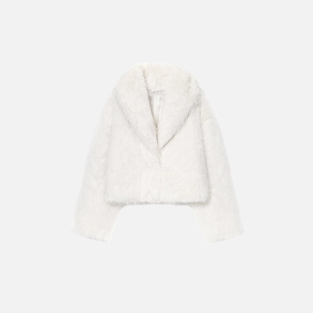 Comfortable Elegant White Faux Fur Casual Jacket