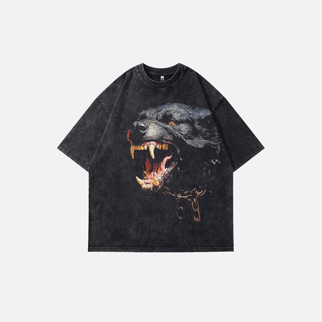 Vintage Black Rottweiler Graphic Print T-Shirt