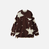 Pull en maille déchirée à motif d'étoile gothique tendance