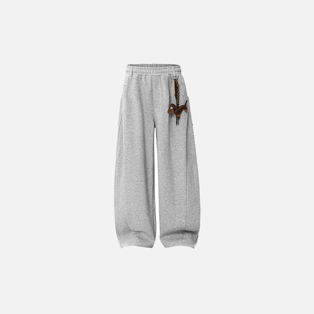 Flattering Patchwork Vintage Gray Wide Leg Jogger
