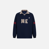Contrast Paneled Retro Loose Fit Letter Embroidery Sweatshirt