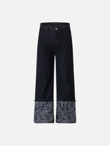 Streetwear Jeans mit Pelzkante und umgeschlagenem Denim