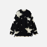 Pull en maille déchirée à motif d'étoile gothique tendance