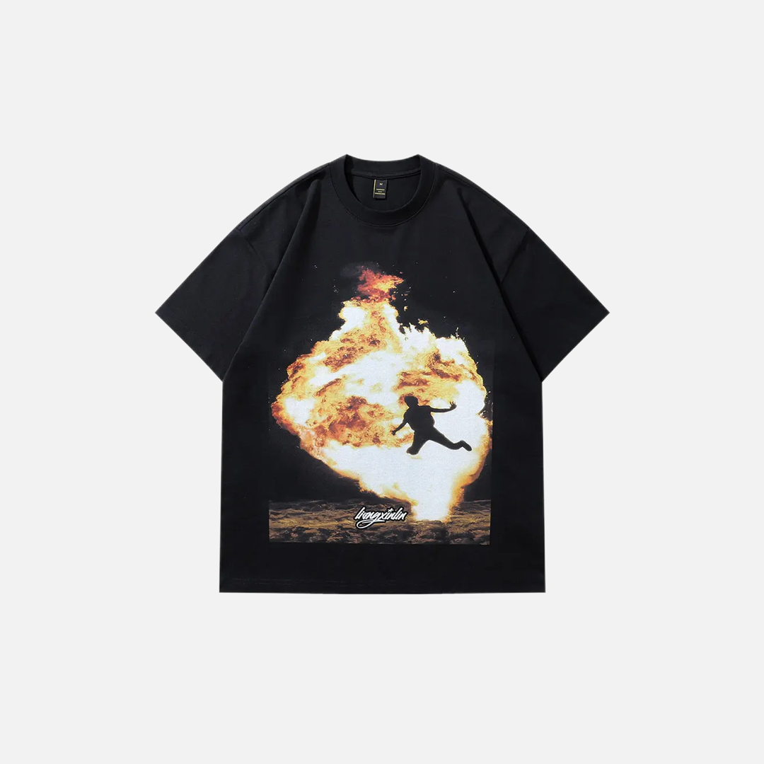 グラフィックプリント オーバーサイズ ヒップホップ コットンTシャツ