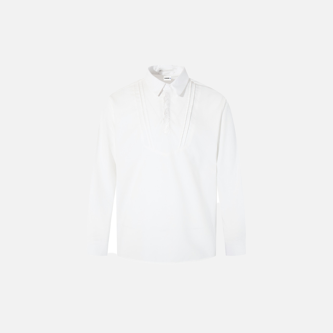 Vibe Floral Embroidered Polo Collar Long Sleeve T-Shirt